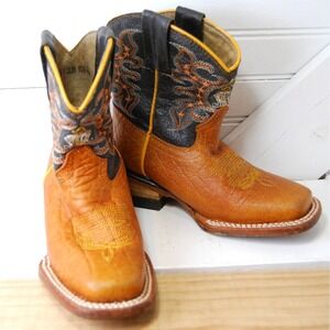 Kids Western Boots Toddler size 6.5 Montenegro Cowboy shoes Leather Round toe